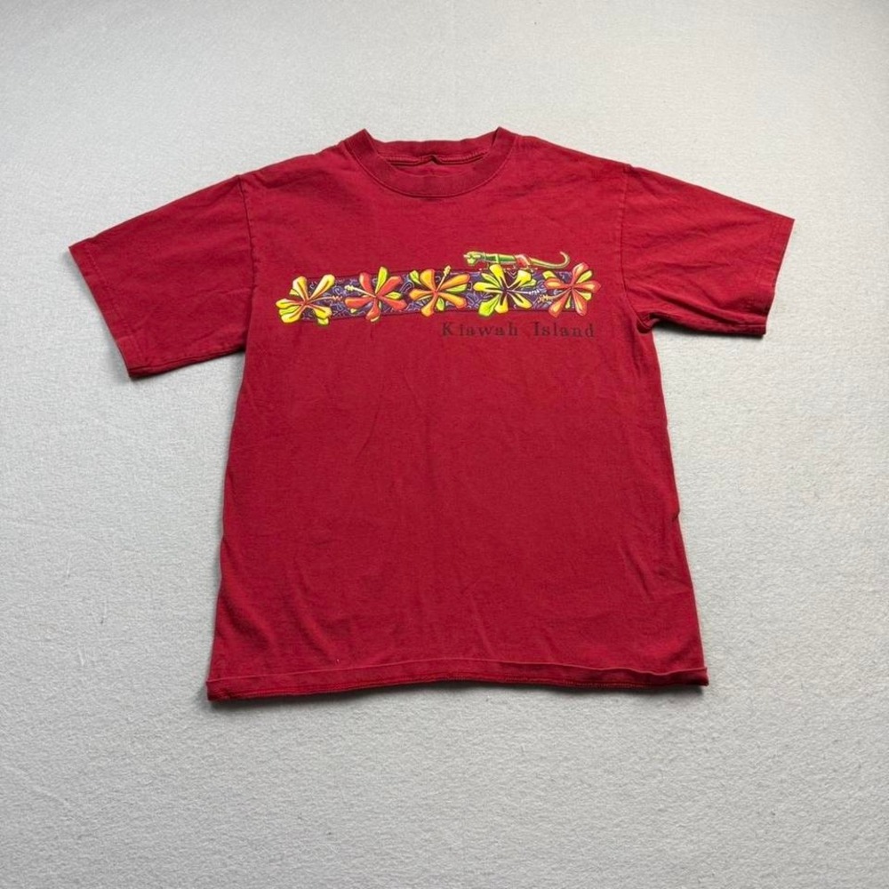 Vintage Kiawah Island Graphic T Shirt Red Tourist Single Stitch Style Size M/L